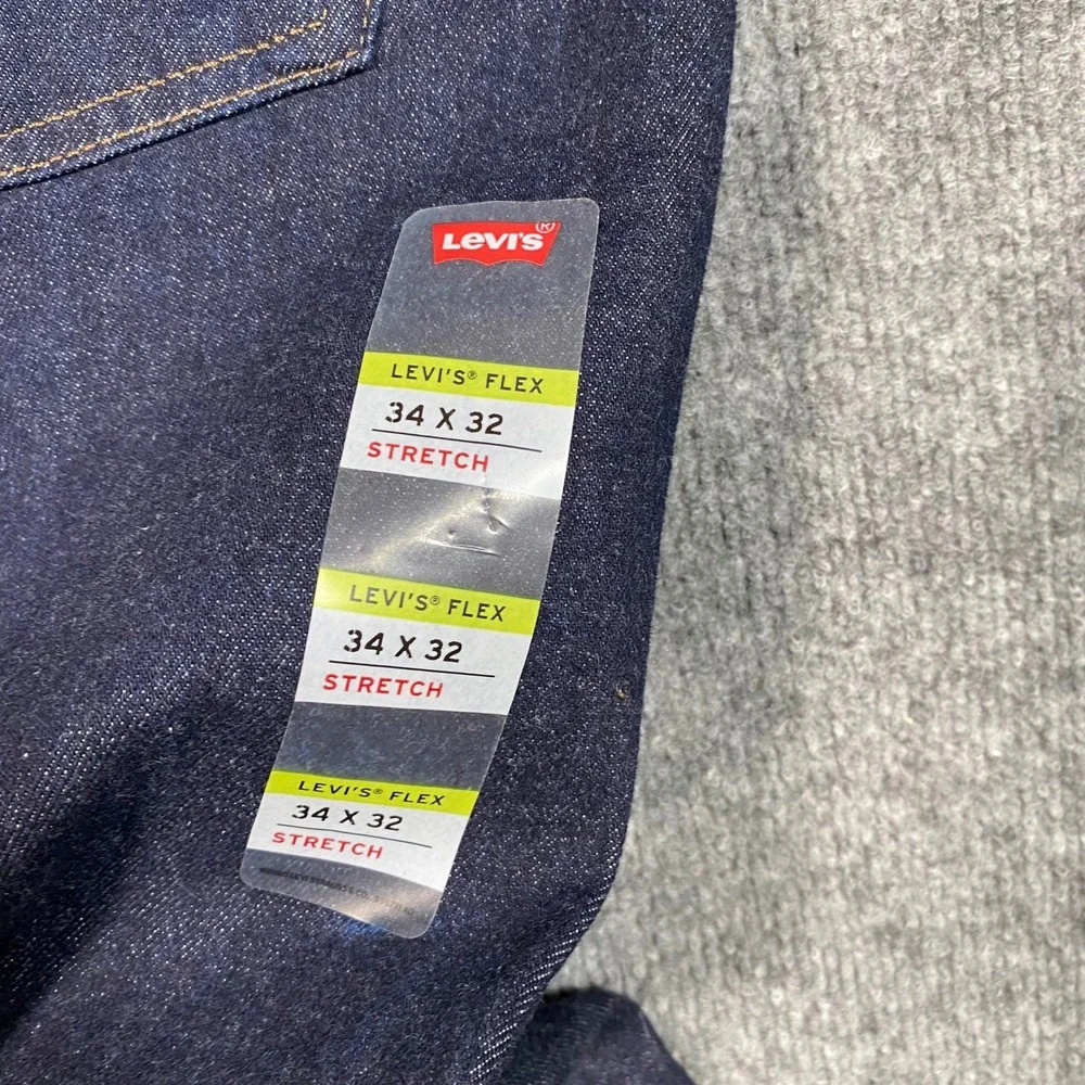 Levis 502 Taper Mens 34x32 Dark Indigo Flex Stretch Denim Jeans 29507-1102